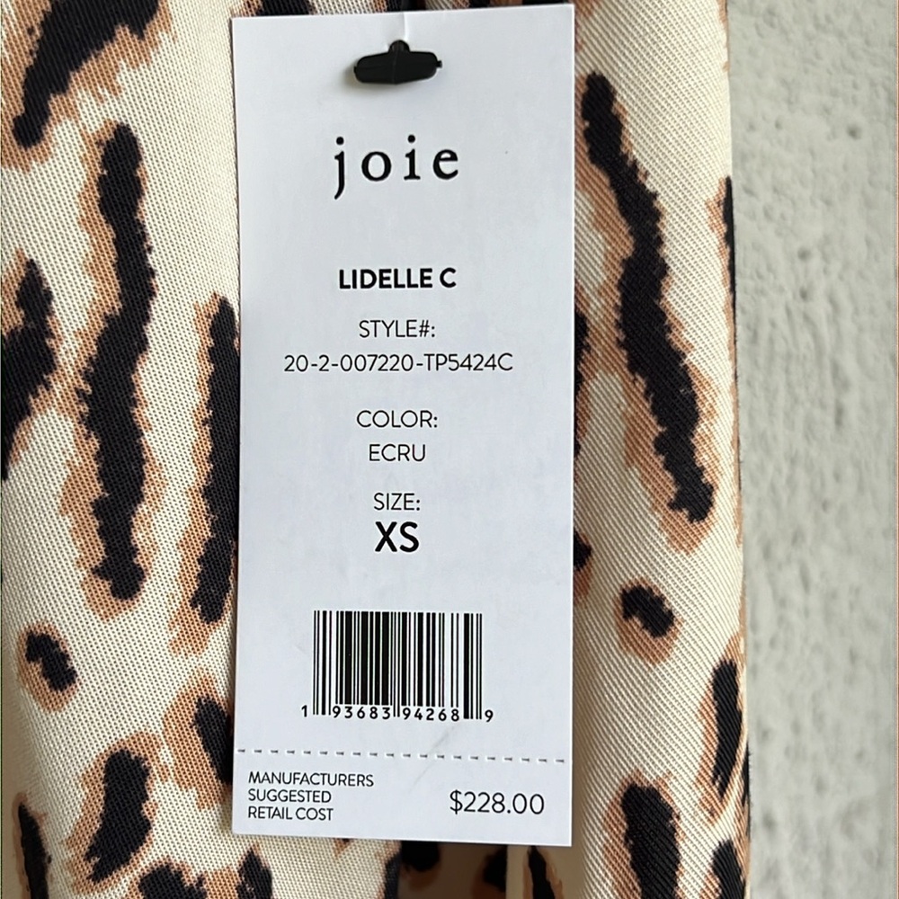 NWT Joie Lidelle C Ecru Leopard Print Button Front Blouse Size XS - Picture 3 of 13